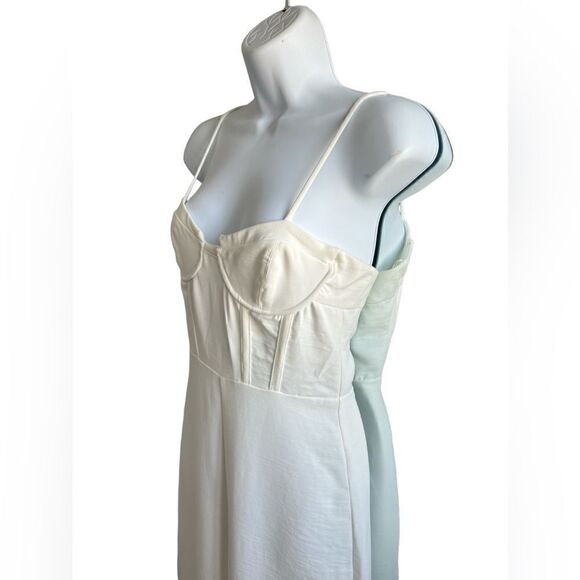 ZARA Women's White Bustier Top Stretch Spaghetti Strap Wide Leg Jumpsuit Size S - Picture 4 of 9